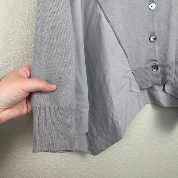Lanvin En Bleu Mixed Media Cardigan Gray IT 38 Asymmetrical Lagenlook - Picture 8 of 13